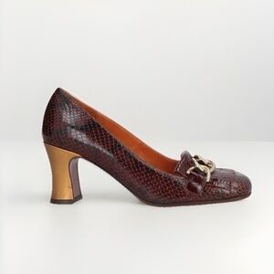 nib Chie Mihara ‘Pyla’ Chocolate Brown Embossed Leather Loafers, Size 7